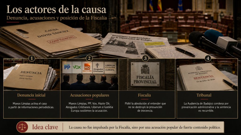 Representación de la denuncia, las acusaciones populares, la posición absolutoria de la Fiscalía y la resolución de la Audiencia Provincial de Badajoz.