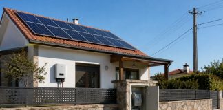 Autoconsumo solar: qué es realmente y qué no es Vivienda con paneles fotovoltaicos, inversor y conexión a la red eléctrica como ejemplo de una instalación doméstica de autoconsumo solar.