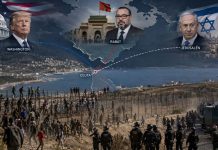 Crisis de Ceuta: Marruecos, EE. UU. e Israel Frontera de Ceuta con personas migrantes y fuerzas de seguridad, sobre un mapa que conecta la crisis con Marruecos, Estados Unidos e Israel.