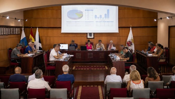 Sesión del pleno del Ayuntamiento de Candelaria con los concejales debatiendo las cuentas municipales, las inversiones y los proyectos para los barrios.