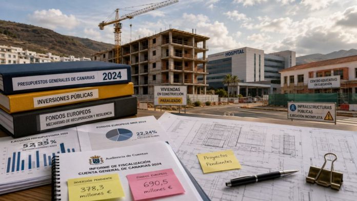 Documentos presupuestarios de Canarias ante viviendas, un hospital y obras públicas pendientes de ejecución.