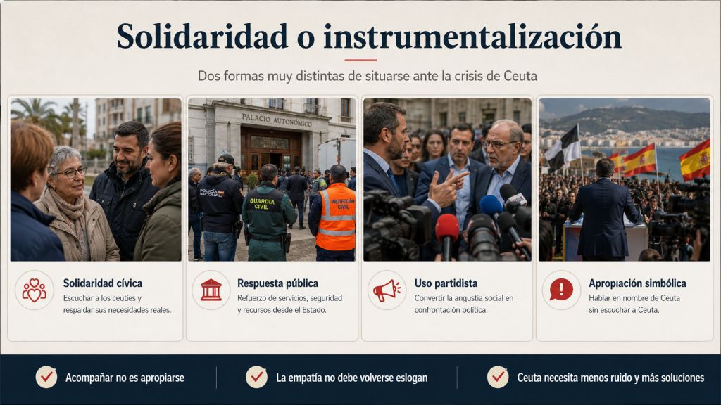 Solidaridad o instrumentalización: Escenas de apoyo ciudadano, respuesta institucional y confrontación política que contrastan la solidaridad con Ceuta y su posible uso partidista.