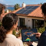 Cuántas placas solares necesito: cómo dimensionarlas bien Propietarios analizando con un técnico la ubicación y el número de paneles solares adecuados para una vivienda antes de dimensionar la instalación.