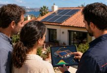 Cuántas placas solares necesito: cómo dimensionarlas bien Propietarios analizando con un técnico la ubicación y el número de paneles solares adecuados para una vivienda antes de dimensionar la instalación.