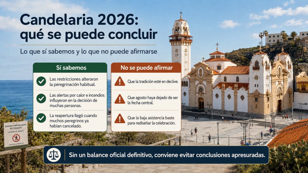 Cronología de los días clave:
Cronología de las alertas y restricciones que condicionaron la peregrinación a Candelaria entre el 12 y el 15 de agosto de 2026.