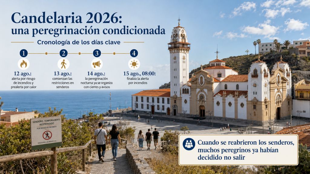 Qué puede concluirse:
Infografía sobre lo que puede afirmarse y lo que no puede concluirse de la menor asistencia a la peregrinación de Candelaria en 2026.