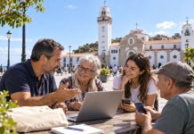 IA en Candelaria para entenderla y usarla con criterio Vecinos de distintas edades conversan alrededor de un portátil frente a la basílica de Candelaria para acercarse juntos a la inteligencia artificial.
