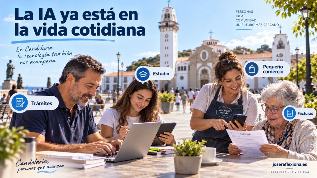 La IA ya está en la vida cotidiana: Personas de Candelaria utilizan inteligencia artificial para estudiar, realizar trámites, entender facturas y ayudar a un pequeño comercio.