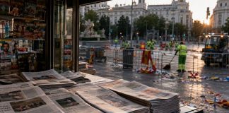 Manifestación por Ceuta: los números y las portadas Quiosco de prensa al amanecer junto a una plaza que recupera la normalidad tras las manifestaciones de apoyo a Ceuta.