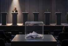 Primarias abiertas de Podemos: ¿quién pone las urnas? Urna transparente frente a varios atriles