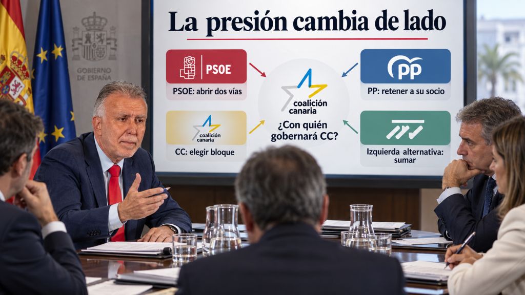“La presión cambia de lado”: Reunión política con Ángel Víctor Torres y un esquema que sitúa a Coalición Canaria en el centro de las posibles alianzas entre PSOE, PP y la izquierda alternativa.