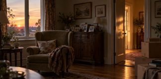 Muerte de Maricarmen: la solución que llegó demasiado tarde Sillón vacío junto a fotografías familiares en una vivienda al atardecer, símbolo del hogar al que Maricarmen ya no pudo regresar.